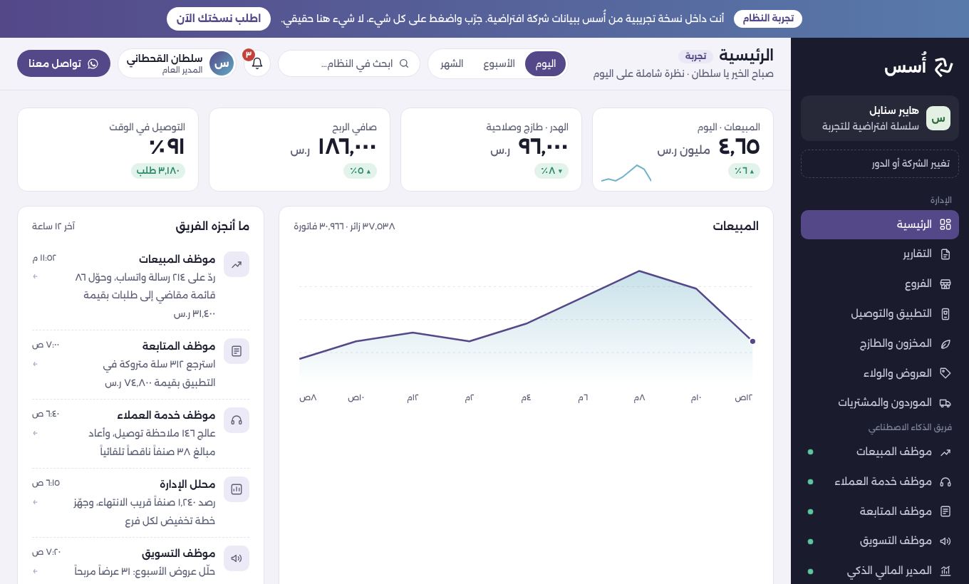 الصفحة الرئيسية في ديمو هايبر سنابل